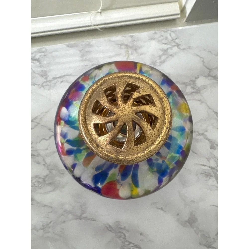 Vintage Iridescent Confetti Artisan Handcrafted Catalytic Fragrance Lamp Gold